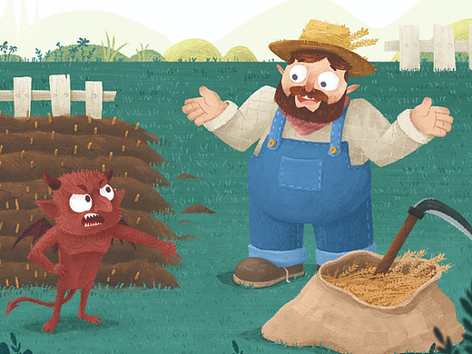 经典故事翻画日常 ——《农夫与魔鬼》单页