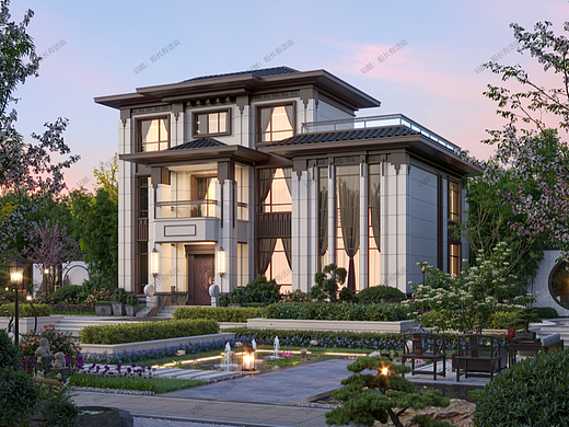 高端别墅外观效果图（个人主页-ZNjE5ODk0NjA=） - 建筑/空间 - 站酷设计师船长有话说原创素材 - 站酷ZCOOL
