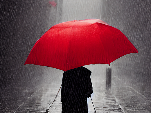 ai创作实验室#一个人打着红伞的人