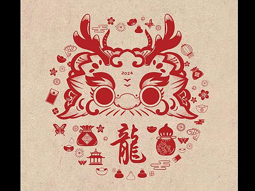 龙年国潮图案设计/新年插画