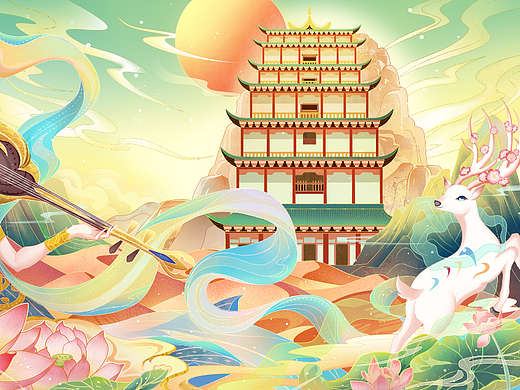 梦回敦煌(商业插画)