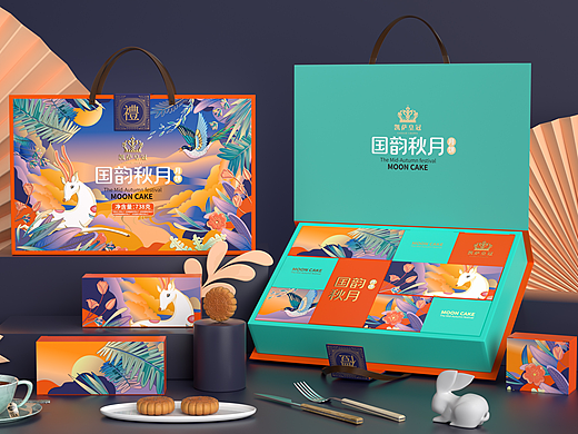 巨灵设计｜凯萨皇冠国韵金秋月饼礼盒包装设计