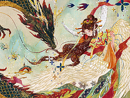 仿岩彩 山海绘卷-春神句芒