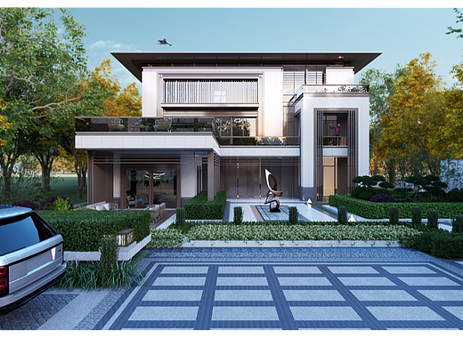 新中式独栋别墅-建筑动画