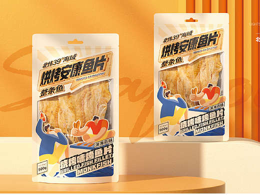 深海安康鱼烤鱼片|鱿鱼丝即食海味零食包装设计