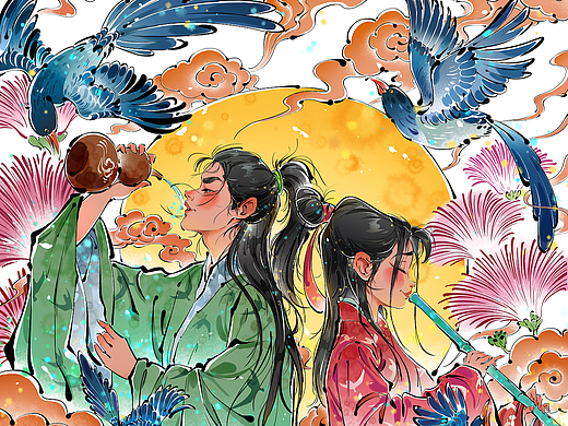 七夕原创插画/惟念伊人