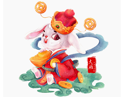 調(diào)皮兔財神（個人主頁-ZNjM0ODY3NjA=） - 創(chuàng)作習作 - 站酷設(shè)計師大雁往南飛回家原創(chuàng)素材 - 站酷ZCOOL