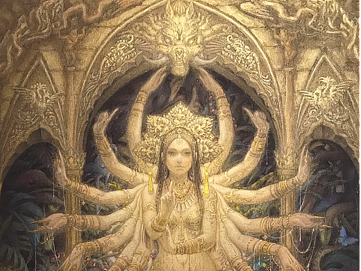 新国画【用国画展现东南亚神庙并仿壁画】国风异域风情