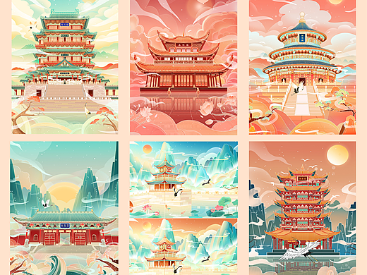 国风建筑插画合辑