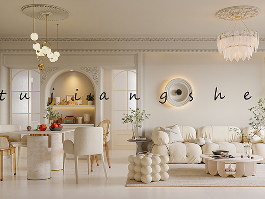 法式奶油風，簡簡單單的空間，優(yōu)雅又浪漫（個人主頁-ZNjgwNTgwNzI=） - 家裝設(shè)計 - 站酷設(shè)計師依依設(shè)計1原創(chuàng)素材 - 站酷ZCOOL