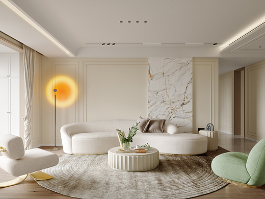 细节处理上运用了法式廊柱、雕花、线条,制作工艺精细