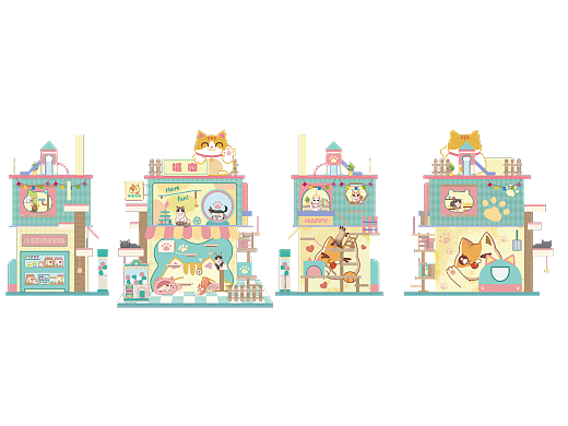 矢量猫乐园四视图