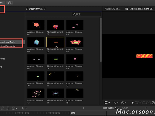 FCPX插件：手绘动画贴纸动画模板