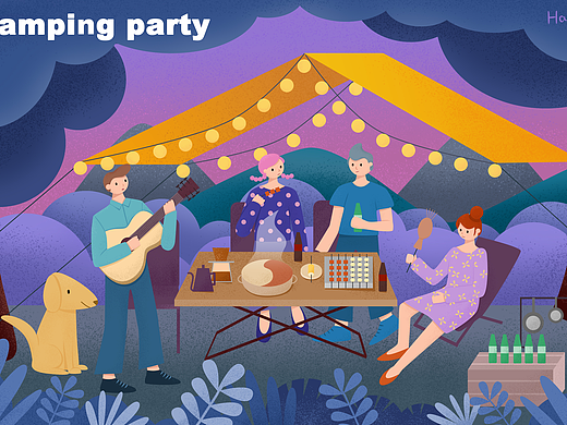 运营插画-露营派对