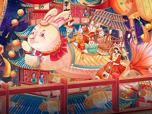 国风插画-兔年新年贺图