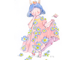 原創(chuàng)插畫 - 花花與小女孩