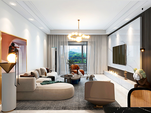 【暗里着迷】--现代轻奢--90平三房二厅一厨一卫