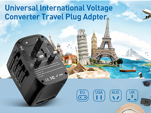 亚马逊转换插头插座图片渲染主图A+美工设计