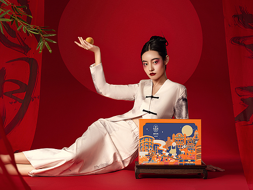 月饼创意摄影#模特广告形象