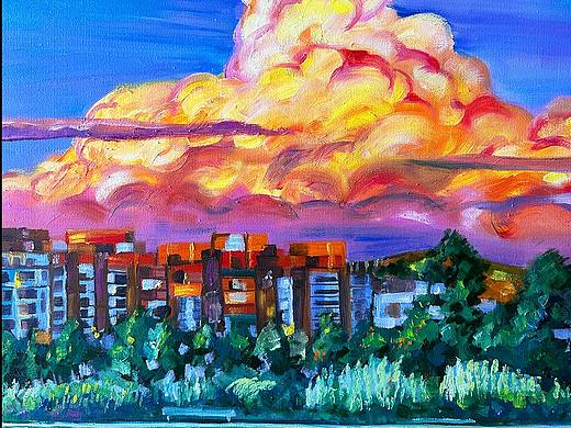 布面油画《夕幕渐晚》