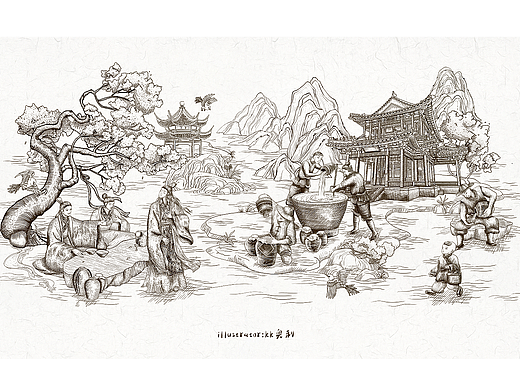 酒包装设计 | 版画风格插画