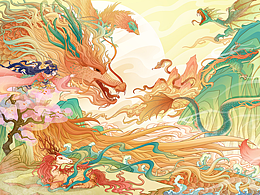 国风山海经异兽图卷——《山海旧梦》长卷插画