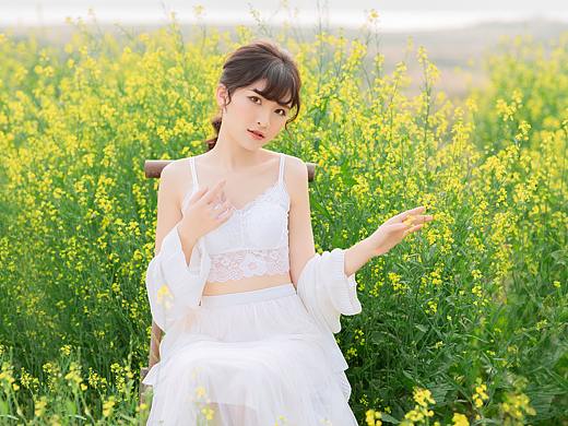 户外田园美女小清新写真修图