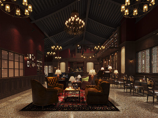 美式复古酒吧 | 高饱和的视觉审视，尽显奢华复古