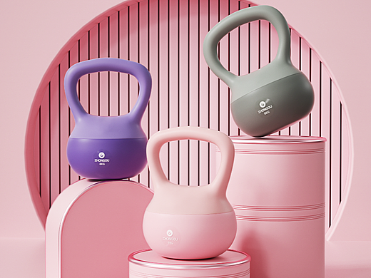 一组壶铃的建模渲染