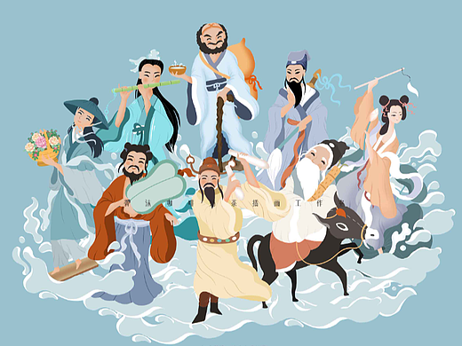 米越61八仙过海品牌插画