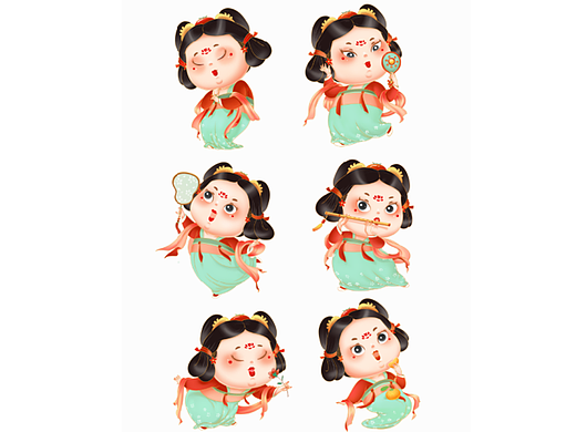 原创古代胖仕女卡通IP立体形象手绘【此版权已卖出】