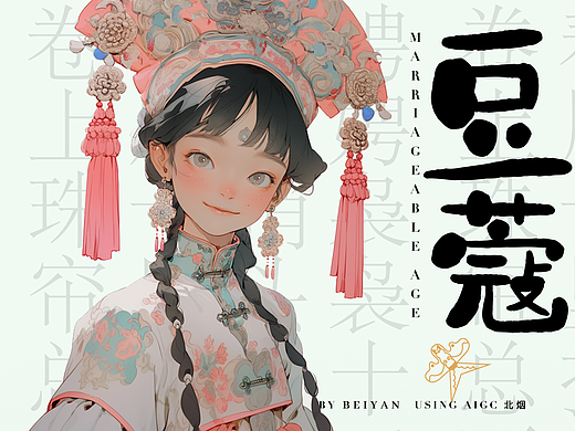 AIGC创意古装青春女孩插画——《豆蔻年华》