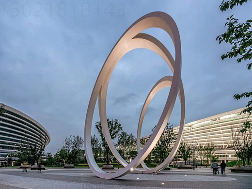 中卫广场中心环环相扣雕塑 圆环雕塑不锈钢造景