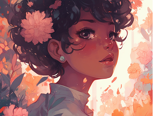 《花丛》AI插画