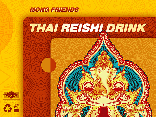 泰国灵芝饮料包装插画 Reishi Drink Illustration（个人主页-ZNjMxODQ4NDQ=） - 商业插画 - 站酷设计师YannLoon原创素材 - 站酷ZCOOL