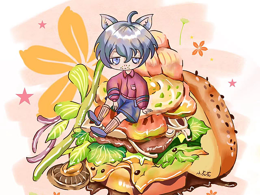 手绘——汉堡的快乐