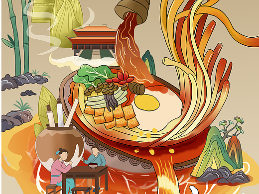 螺狮粉插画