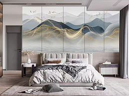 高端新中式壁畫裝飾效果圖