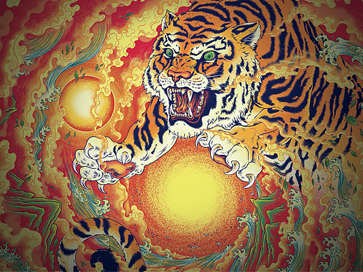 普洱包装圆面插画