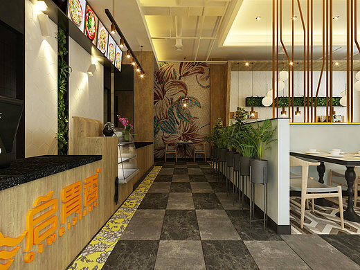 银川装修公司|银川启胃香餐厅装修设计方案鉴赏