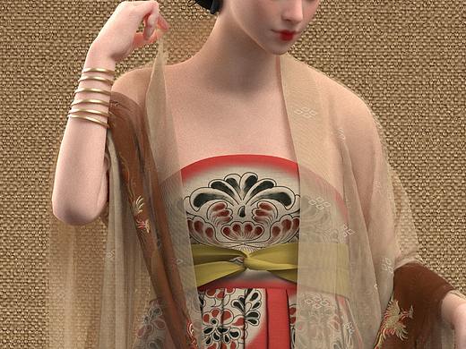 建模复原《簪花仕女图》---2023.09.03
