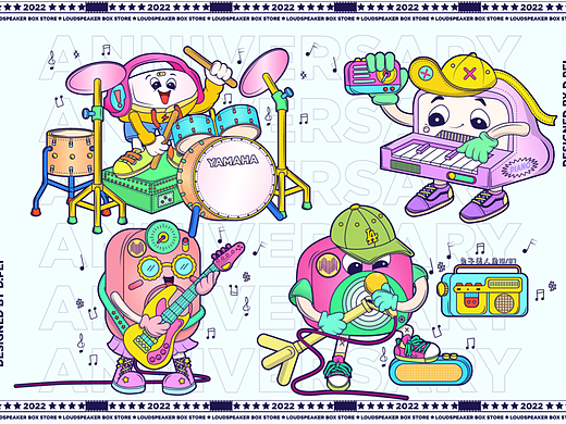 插画设计｜创意音箱小乐队