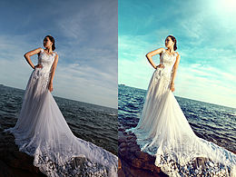 【婚纱处理篇】泛青黄调欧美色