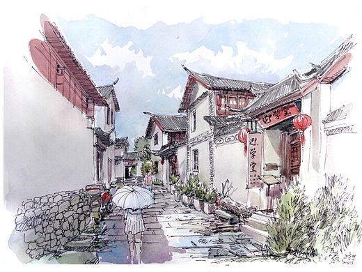 钢笔淡彩写生【文抑】