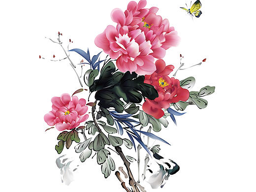 如何利用网格工具绘画国画牡丹