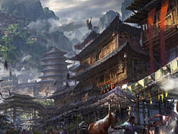 村镇集市—绘画过程解析