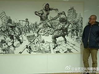 <漫画速写大师金正基Kim Junggi的现场创作照片>，分享给大家