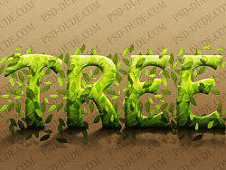 photoshop文字特效设计之逼真树叶3D立体造型