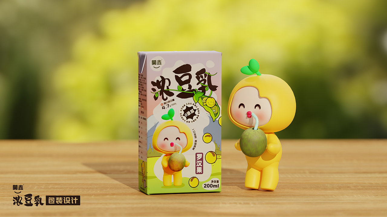 开心豆养成记|開鑫浓豆乳包装设计