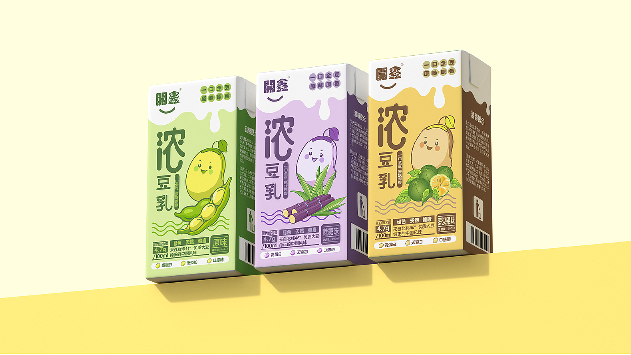 開鑫浓豆乳包装设计 | 源于自然 开心无限